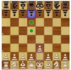 Spostamento del pedone all'inizio della partita di scacchi